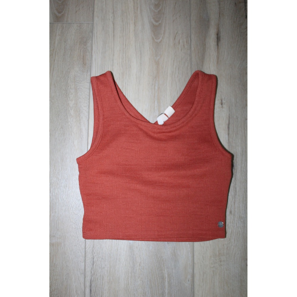 Roxy Rust Orange Ribbed Cropped Tank Top